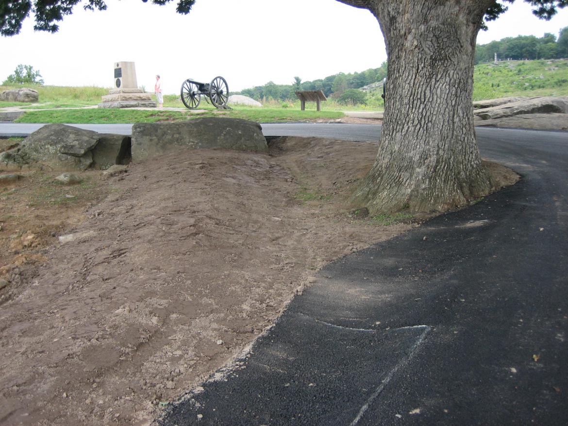 Close-up of the earthwork