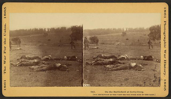 Stereoview titled 'On the Battlefield at Gettysburg'