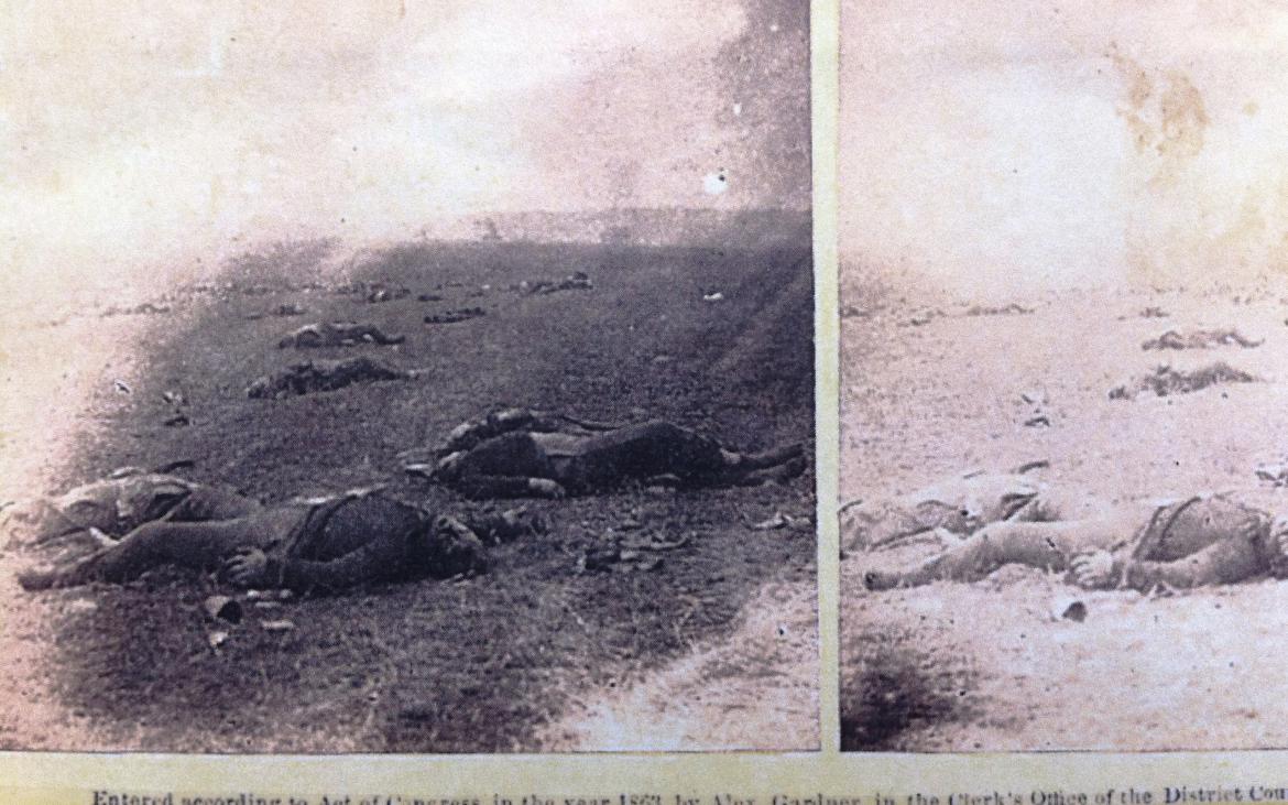 Part of the steroview titled 'Evidence of How Severe The Contest Had Been On The Right at The Battle of Gettysburg'