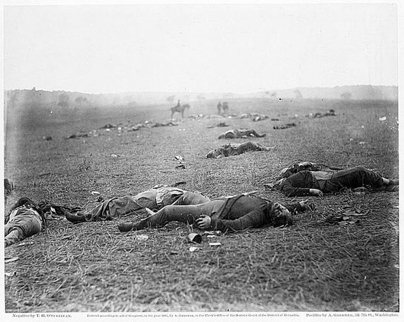 Glass plate titled 'A Harvest of Death'