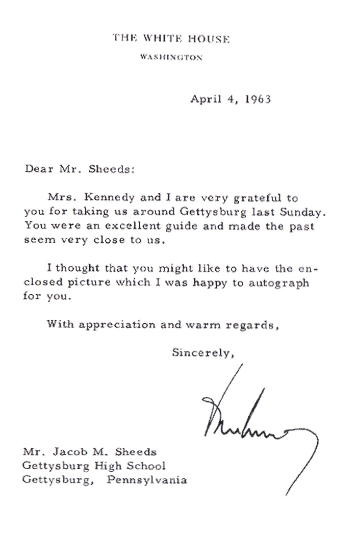 President Kennedy's thank you note