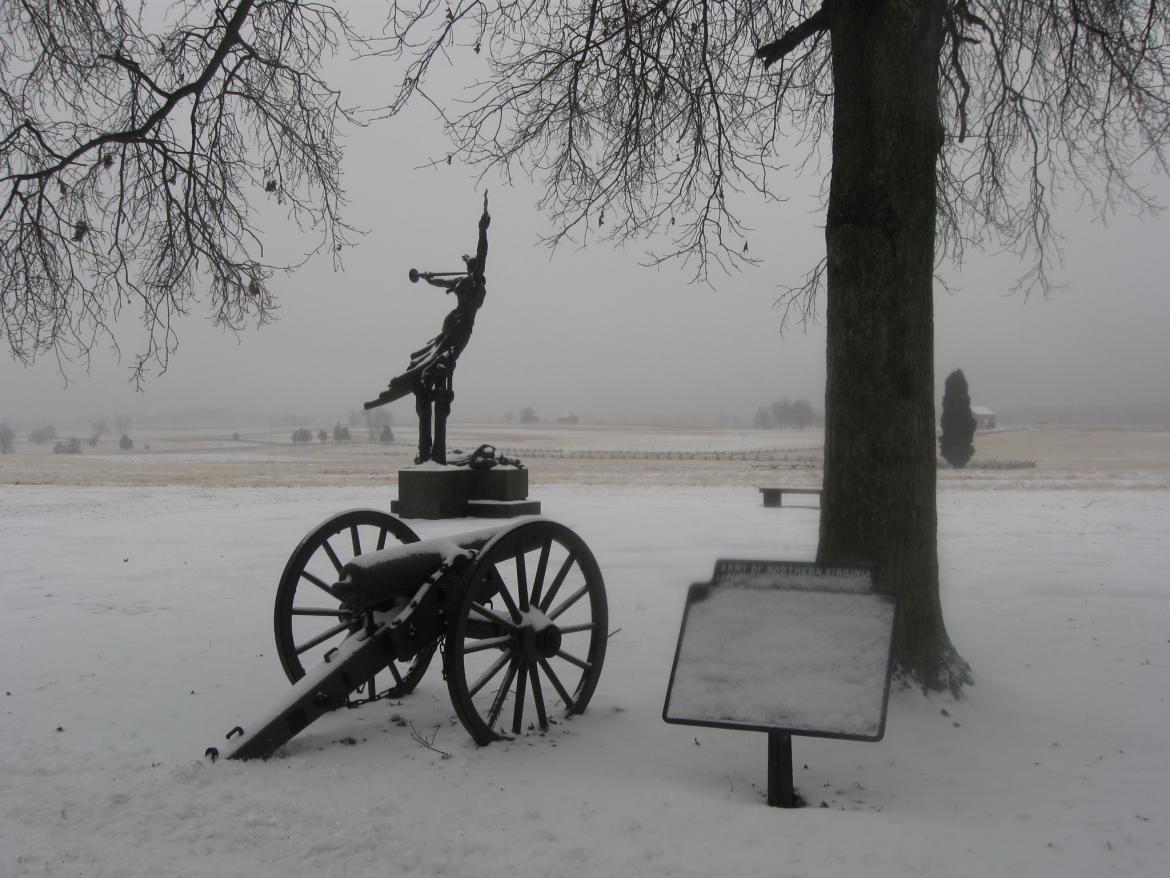 Louisiana State Monument in the snow and ice