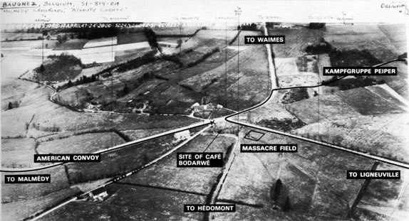 Aerial photo of the Malmedy Massacre site